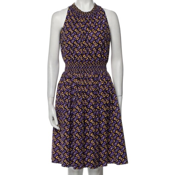 PRADA Stunning Luxury Designer 2014 A-Line Print Cute Mini Dress Size 8 Medium - Picture 1 of 9